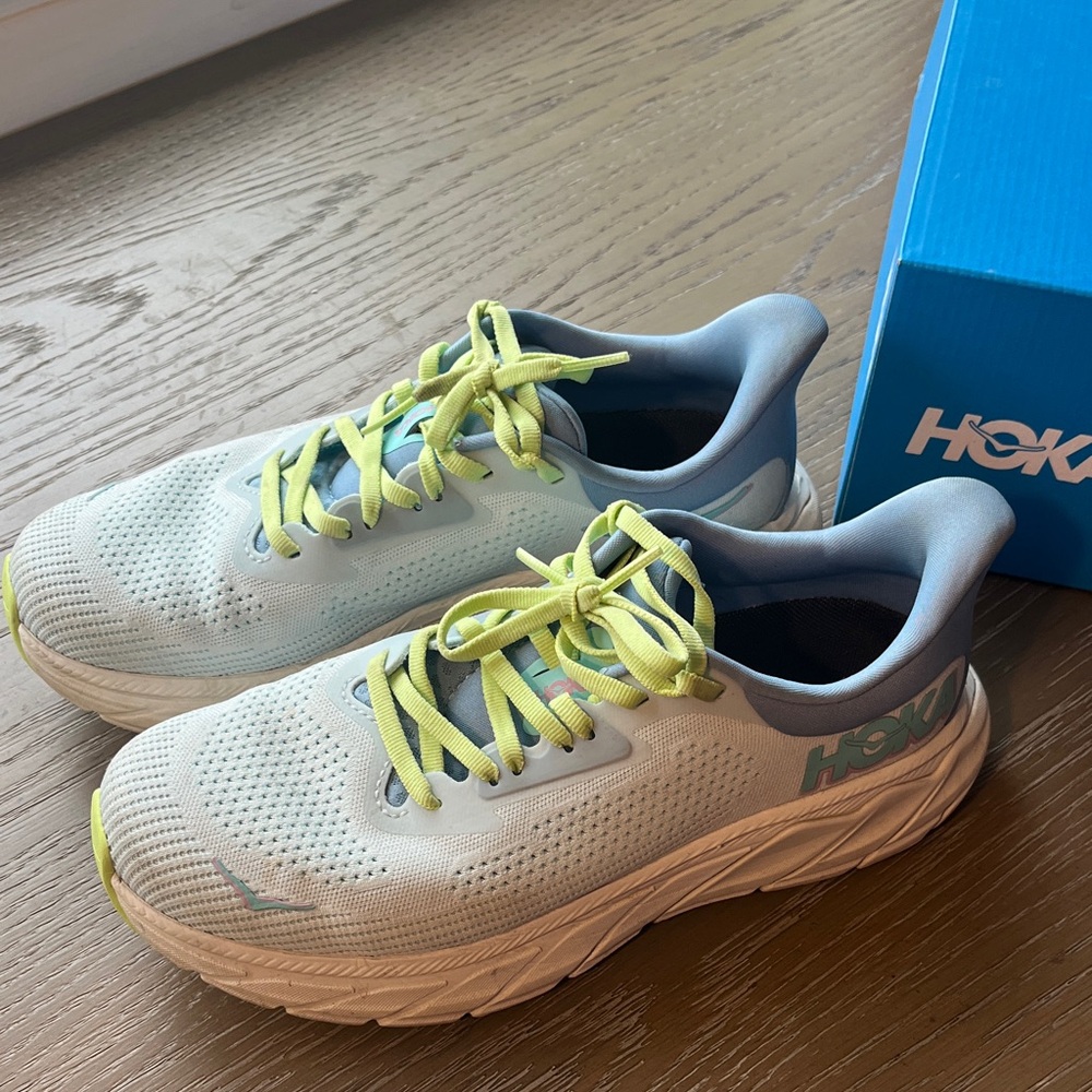 Hoka Athletic Shoes - light blue and yellow
